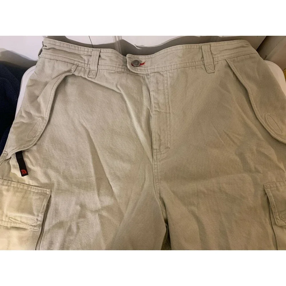 Vintage The North Face Cargo Shorts Men’s Sz‎ 38 Cotton Beige Solid Heavy Hiking